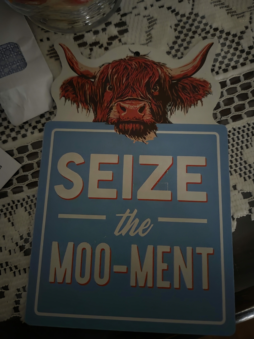 Seize the Moo-ment Decorative Sign - Cow Graphic